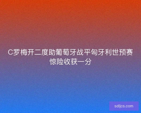 C罗梅开二度助葡萄牙战平匈牙利世预赛惊险收获一分